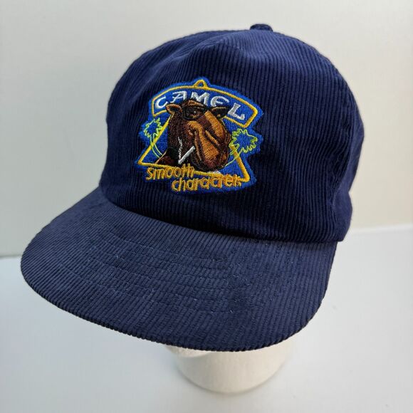 Vintage Camel Joe Cigarettes Smooth Character Corduroy Snapback Hat 80s Blue - Picture 1 of 9